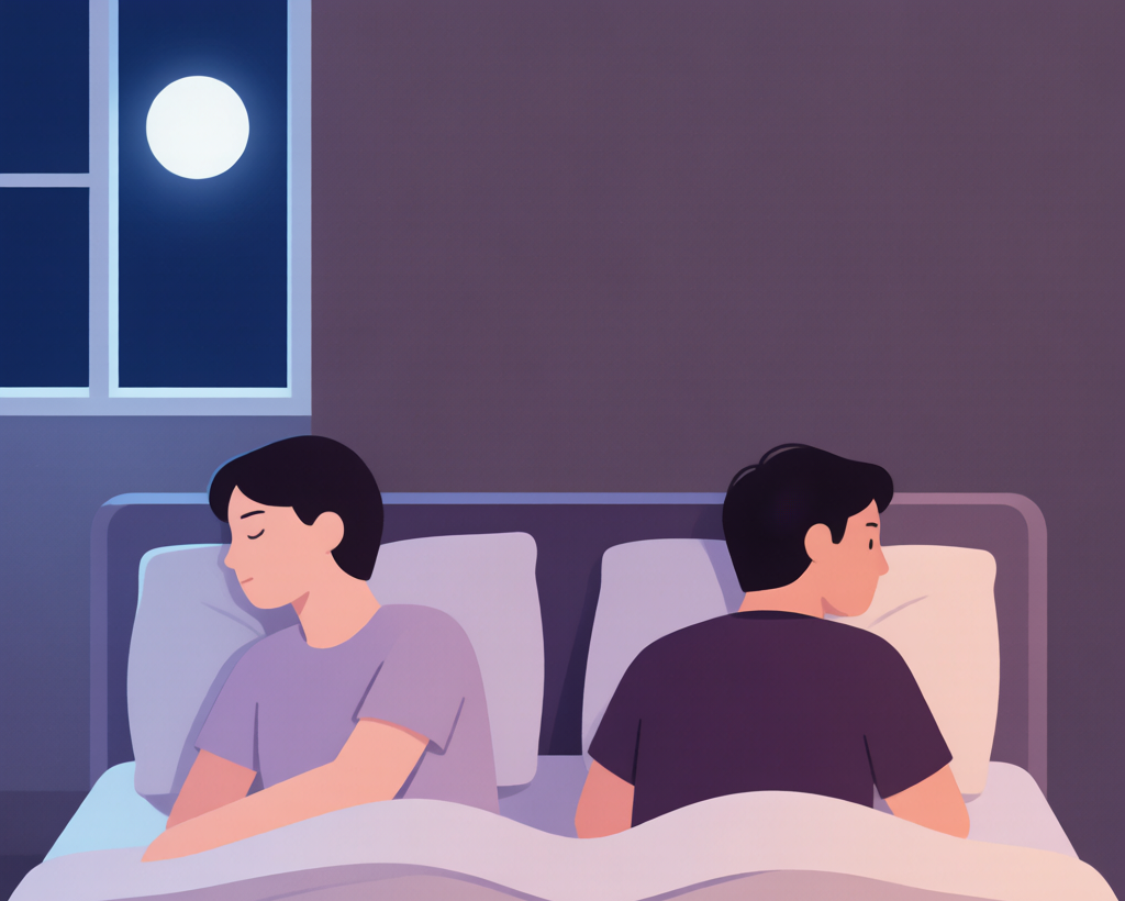 Couple sitting at a table with tension between them