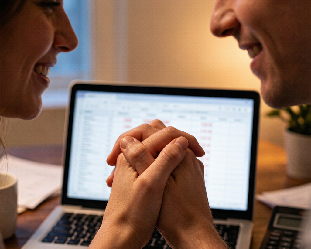Couple talking calmly, beginning a difficult conversation well