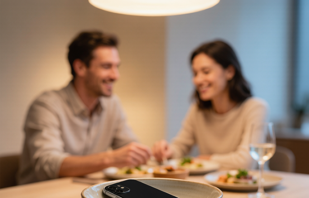 Phones in a basket representing healthy relationship boundaries